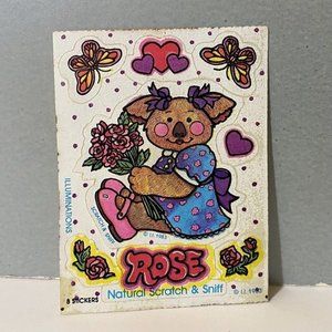 Vintage 1983 Illuminations Scratch & Sniff Rose Koala Bear 8 Stickers *No Scent